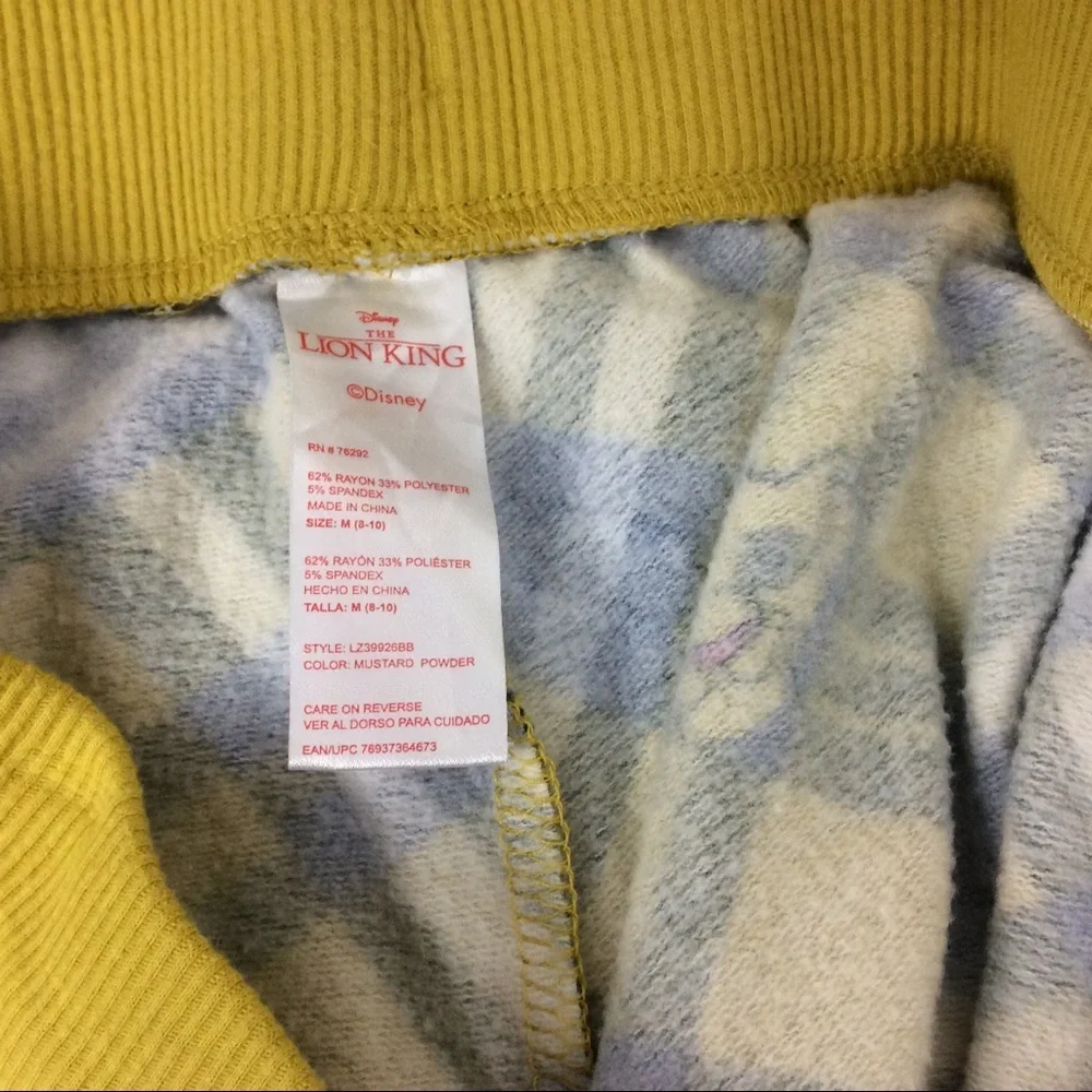 Disney The Lion King Pajama Pants Yellow Gray Plaid Women's Medium - Picture 9 of 12